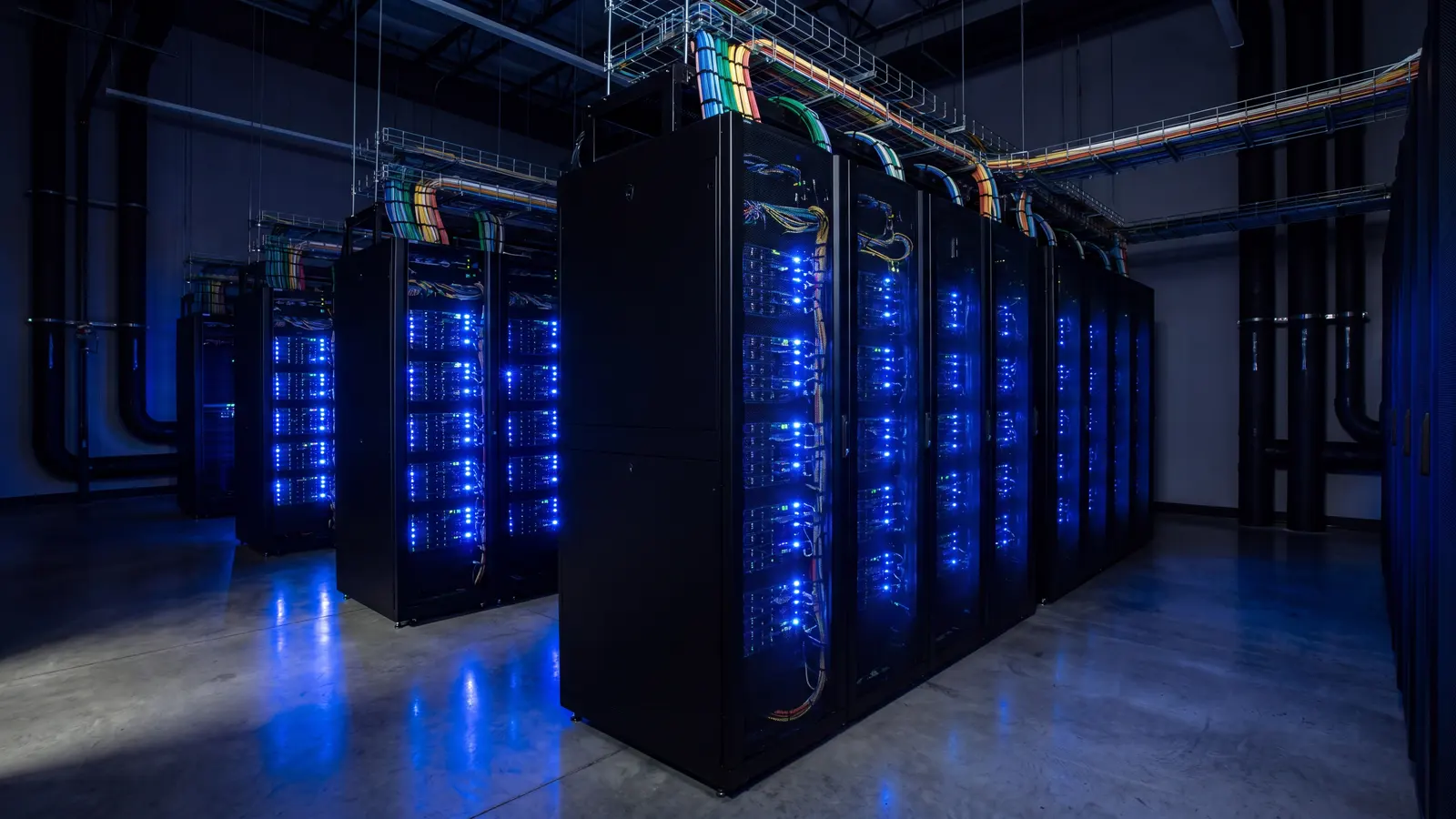 Secure server room with network infrastructure